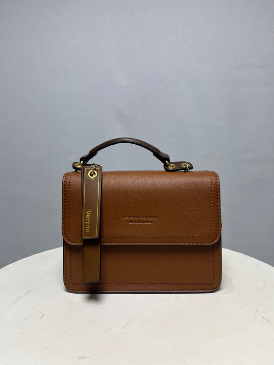 Bolsa duas alças pequena com detalhes dourados