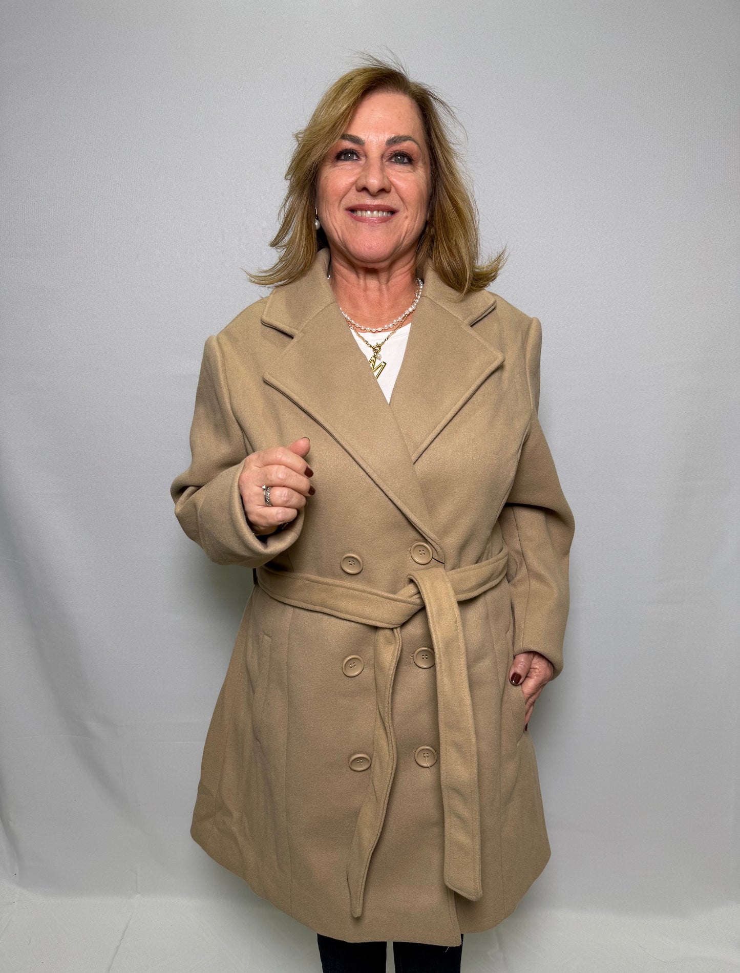 Casaco trench coat lã batida