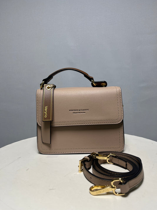 Bolsa duas alças pequena com detalhes dourados