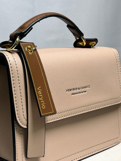 Bolsa duas alças pequena com detalhes dourados