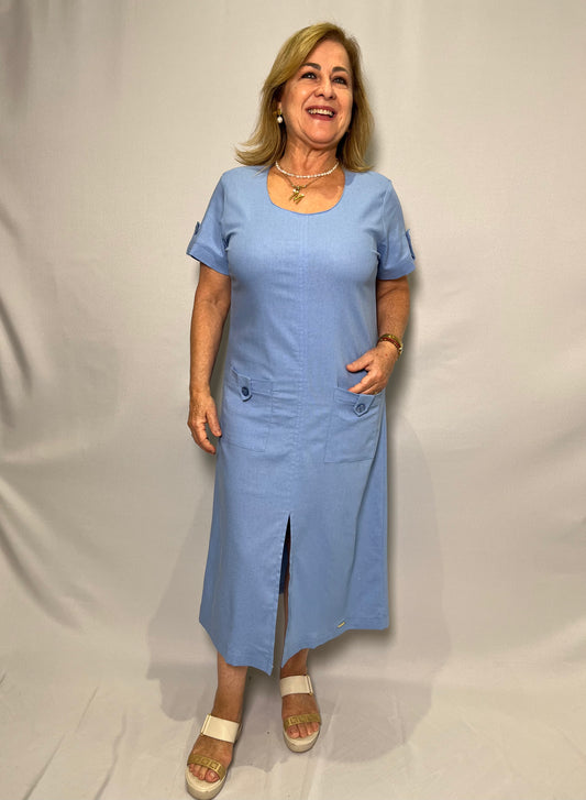 Vestido Linho Midi