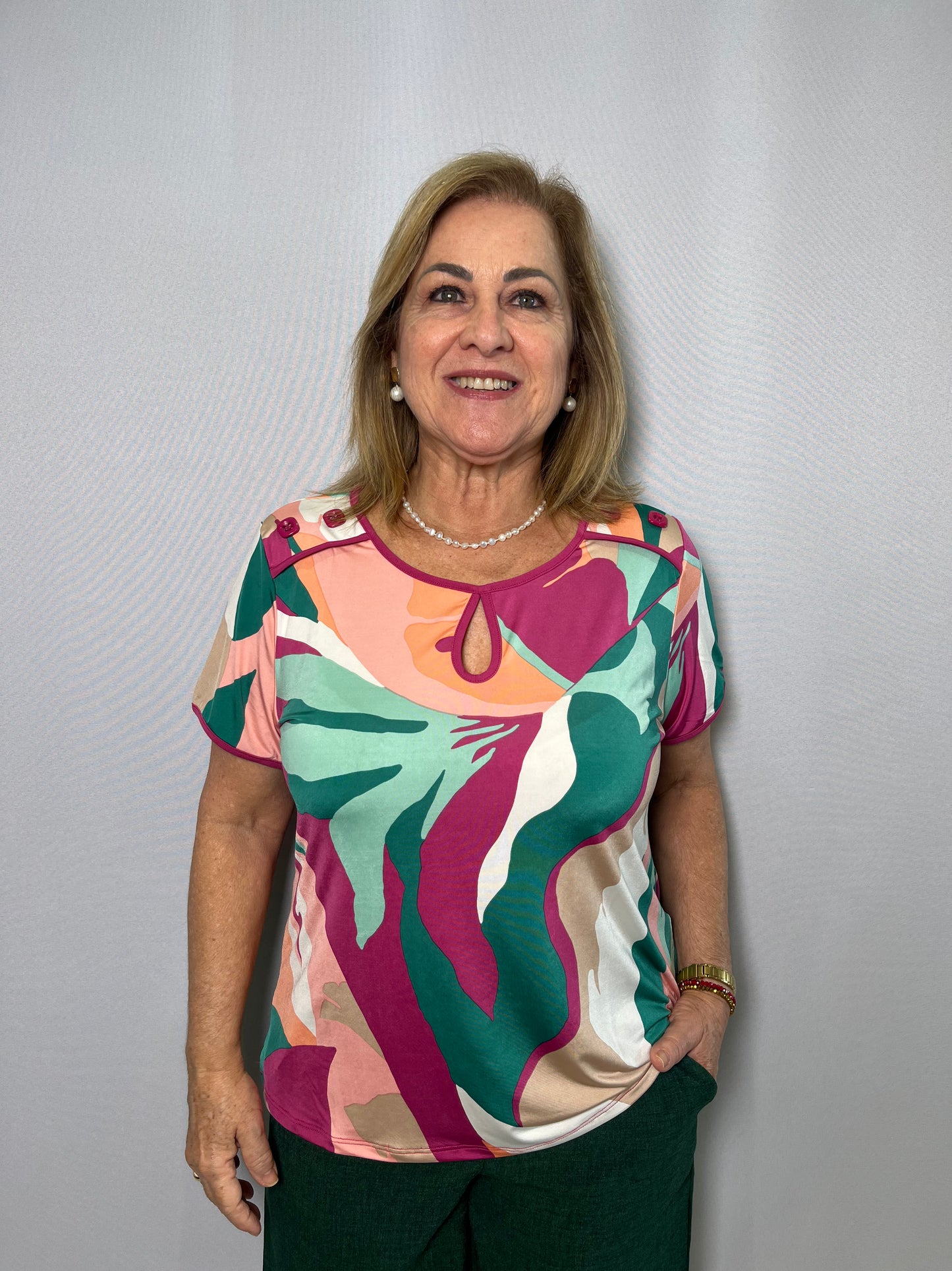 Blusa Venetia Det Botões Ombro